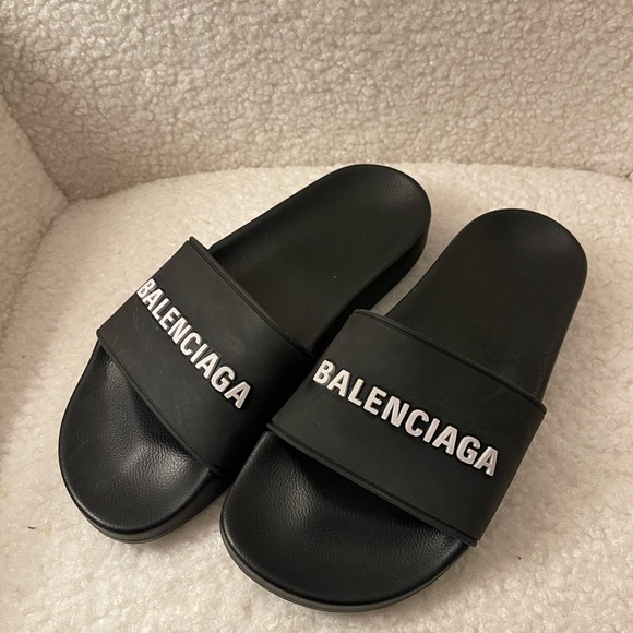 Balenciaga Black Pool Slides - Picture 1 of 5